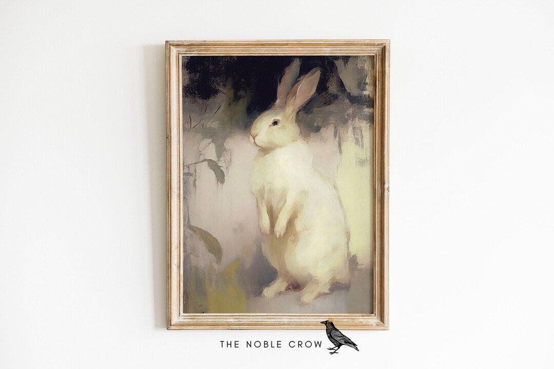 Spring White Rabbit Print | Printable Wall Decor | Printable Wall Art | Easter Art Prints Vintage... | Etsy (US)