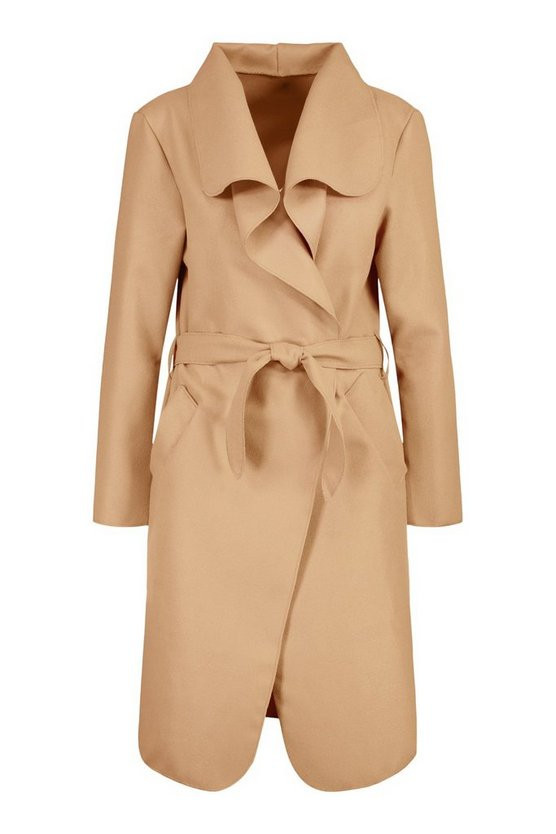 Belted Shawl Collar Coat | Boohoo.com (US & CA)