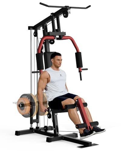 Multifunctional Home Gym Machine, Home Gym Equipment with Leg Press, Full Body Workout Equipment for Strength Training, Max Capacity 400LBS, Fit for 1"&2" Holes of Weight Plates (#A Home Gyme Machine) | Amazon (US)