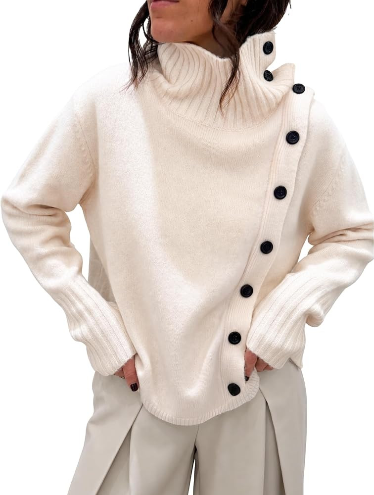 COCCKO Womens Turtleneck Sweaters Cozy Knit Pullover Oversized Tops | Amazon (US)