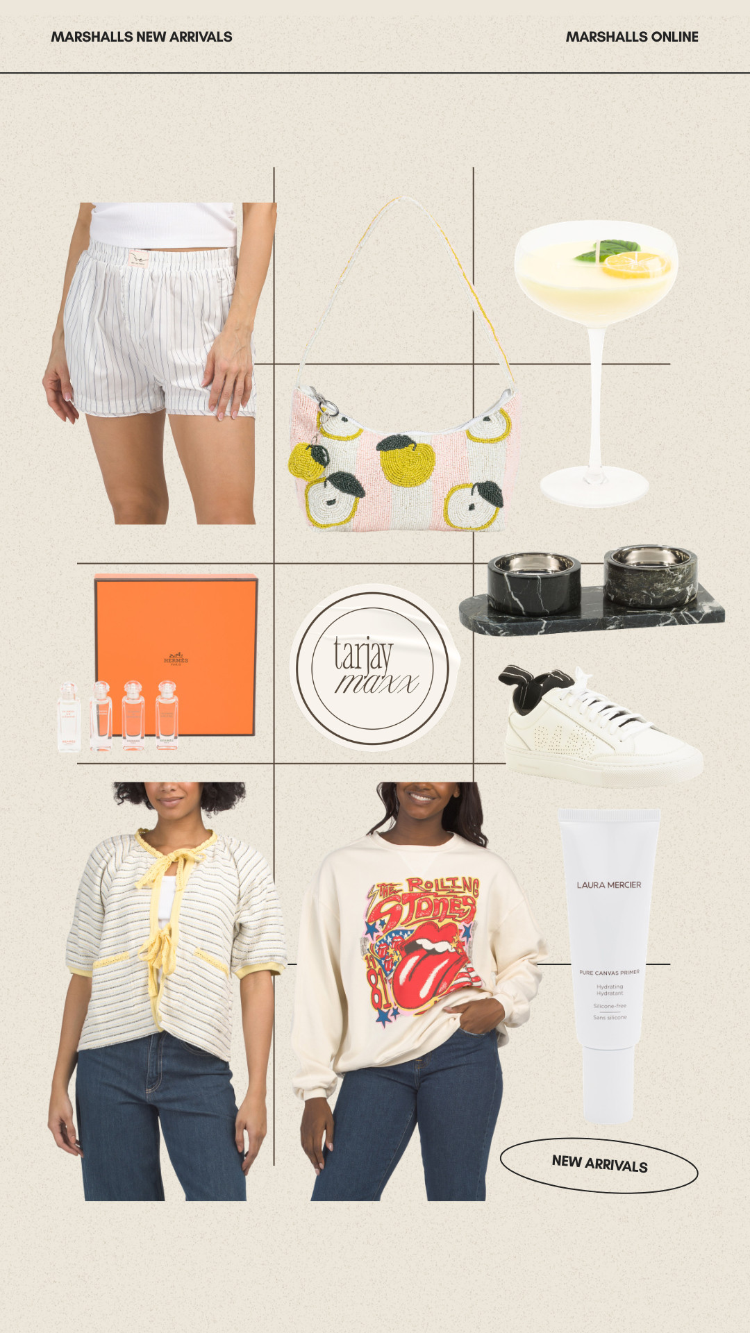 Marshalls online new arrivals have so many good random finds right now.  I'm loving the mix of beauty and home — the Laura Mercier face cream, fragrance set, marble tray, and those classic white sneakers are such good Marshalls gems.
spring outfits 2026, date night outfits, vacation outfits beach, easter basket stuffers, easter dress women, st patricks day outfit women, spring dresses, work outfits, plus size fashion, spring break outfits
marshalls new arrivals, marshalls online finds, spring outfits, beaded bag, marshalls fashion finds 

 #LTKootd #LTKHome #LTKBeauty