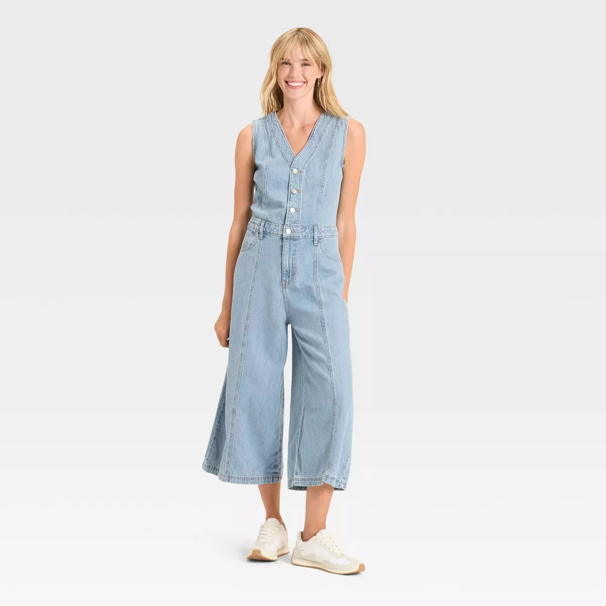 Women's Cropped Sleeveless Denim Jumpsuit - Universal Thread™ | Target