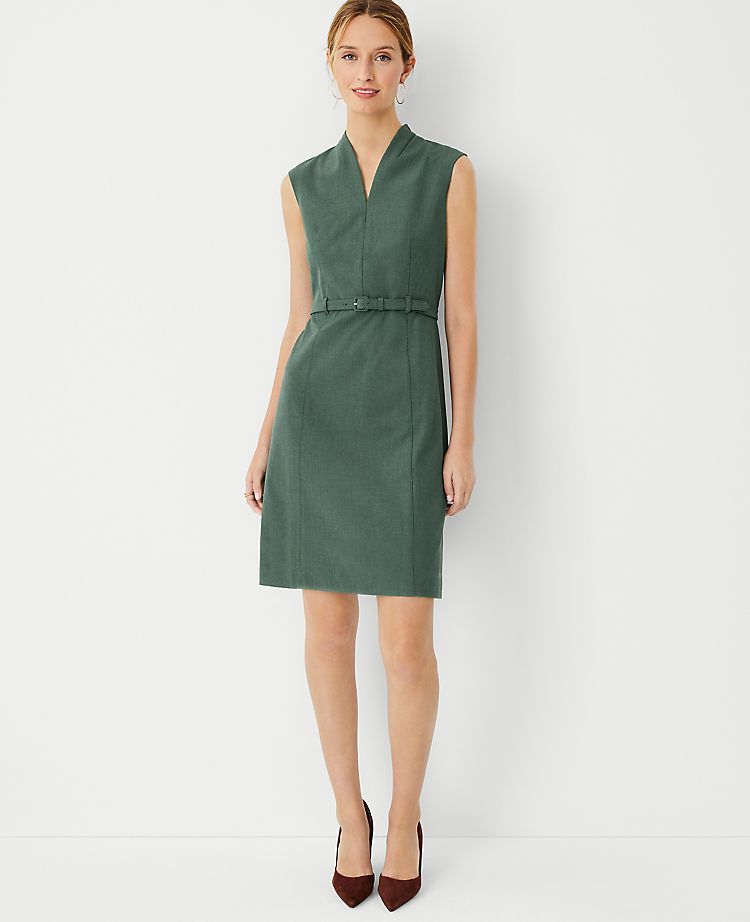 The Belted V-Neck Dress in Bi-Stretch | Ann Taylor (US)