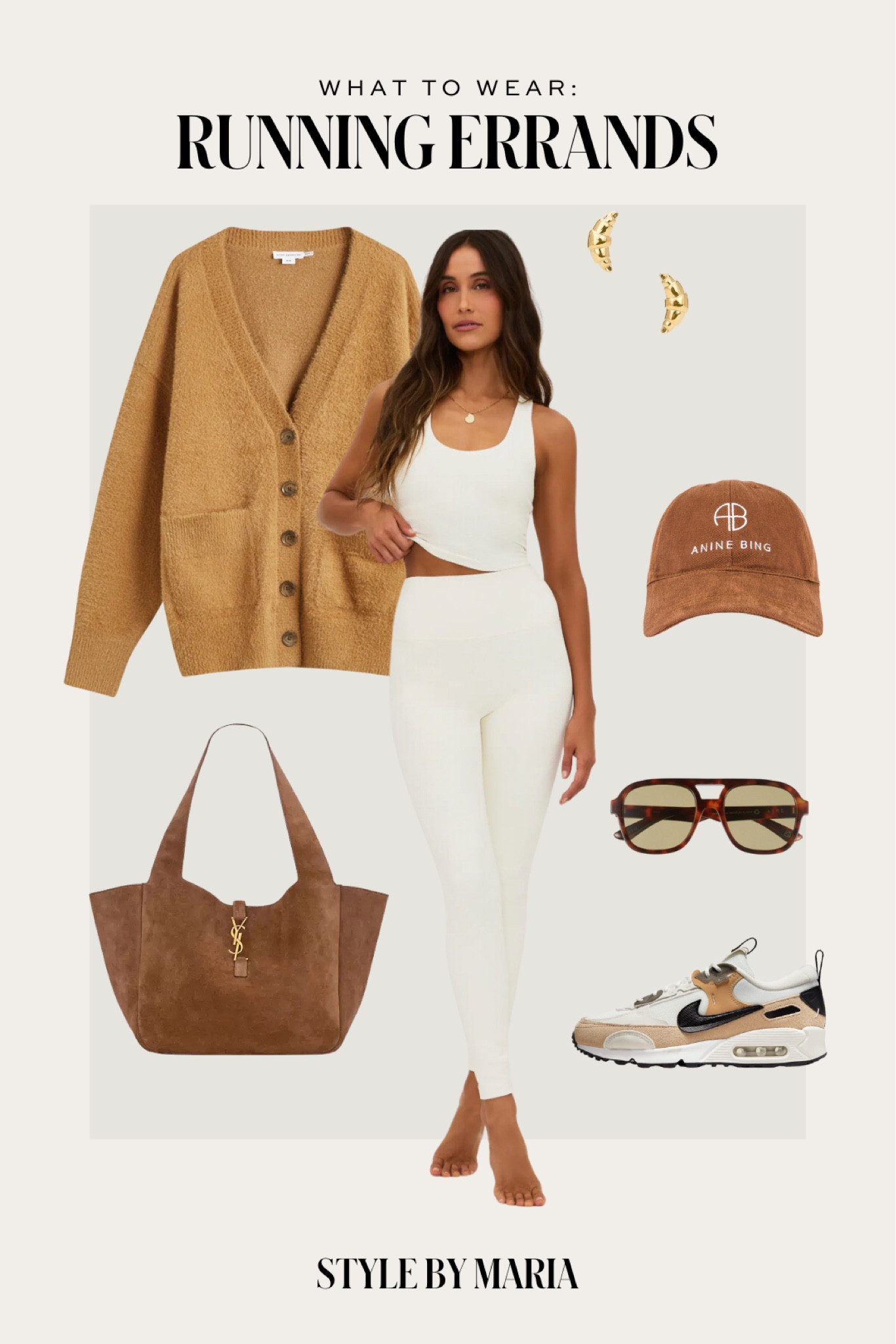 Casual winter outfit
Good American camel cardigan
Beach riot workout set
Nike sneakers
Saint Laurent suede handbag 
Anine bing cap 



#LTKActive #LTKSeasonal #LTKSaleAlert