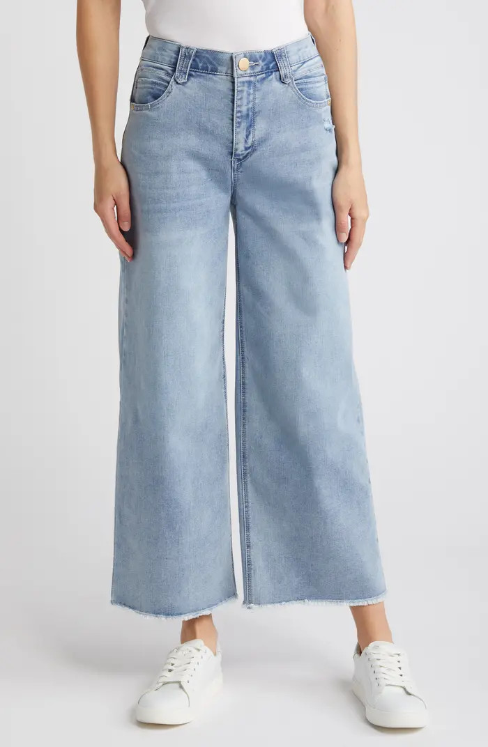 'Ab'Solution Skyrise Frayed Ankle Wide Leg Jeans | Nordstrom