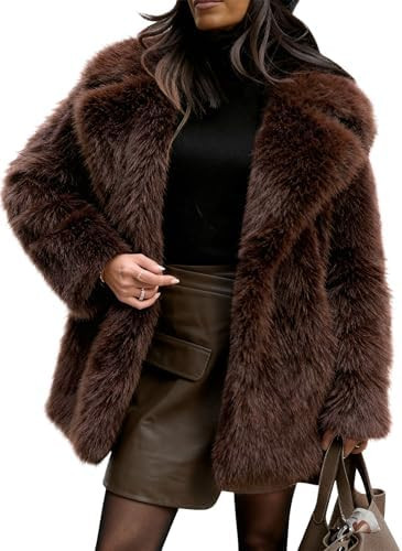 Flygo Womens Long Faux Fur Coats Fluffy Faux Fur Jacket Long Sleeve Lapel Furry Coats Fuzzy Winte... | Amazon (US)
