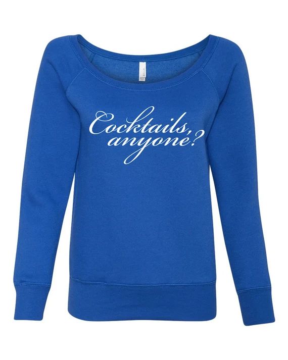 Cocktails anyone? / blue and white loose fit sweater - weekend - fleece - wine - cocktails - drinks  | Etsy (US)