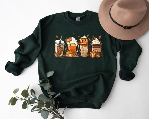 Fall Coffee Sweat Pumpkin Spice Latte Thanksgiving Sweat - Etsy | Etsy (US)