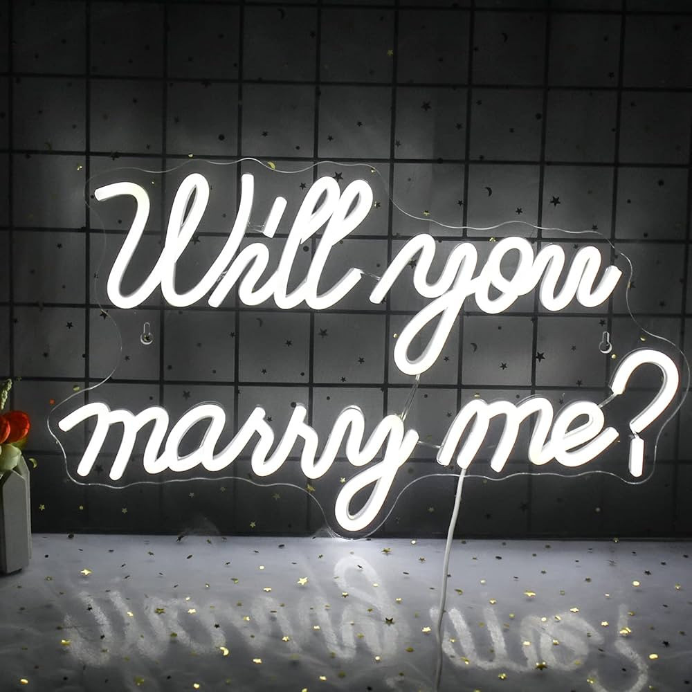 Will You Marry Me Neon Sign for Wall Decor Wedding White LED Neon Light Powered by USB Light Sign... | Amazon (US)