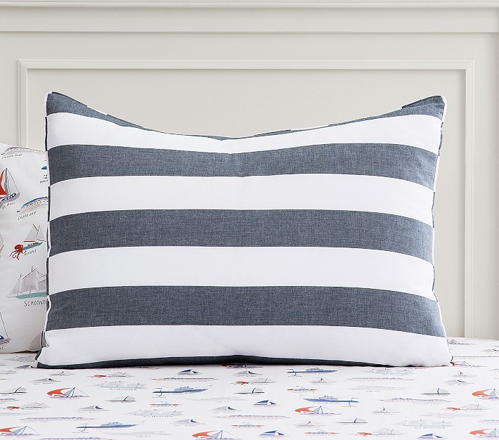 Chambray Stripe Organic Duvet & Shams | Pottery Barn Kids