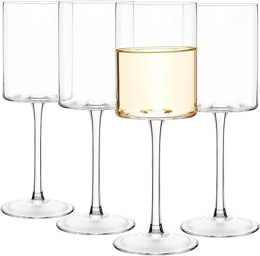 Red or White wine glasses 15oz Hand Blown Premium Crystal square wine glass set of 4 Unique Large... | Amazon (US)