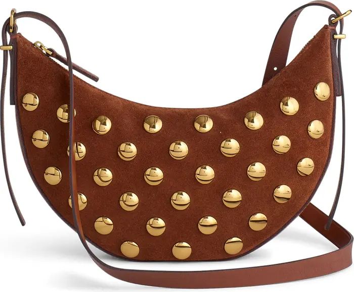 Mini Stud Essentials Crescent Leather Shoulder Bag | Nordstrom