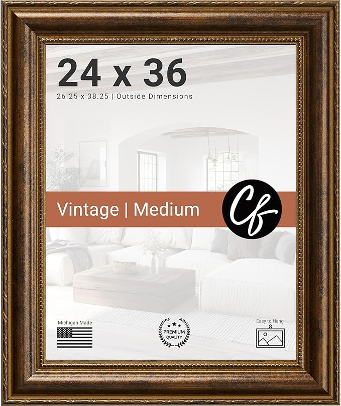 Craig Frames 24x36 Picture Frame – Victoria Ornate Bronze 1.5 Inch Wide Solid Wood Moulding, Vi... | Amazon (US)