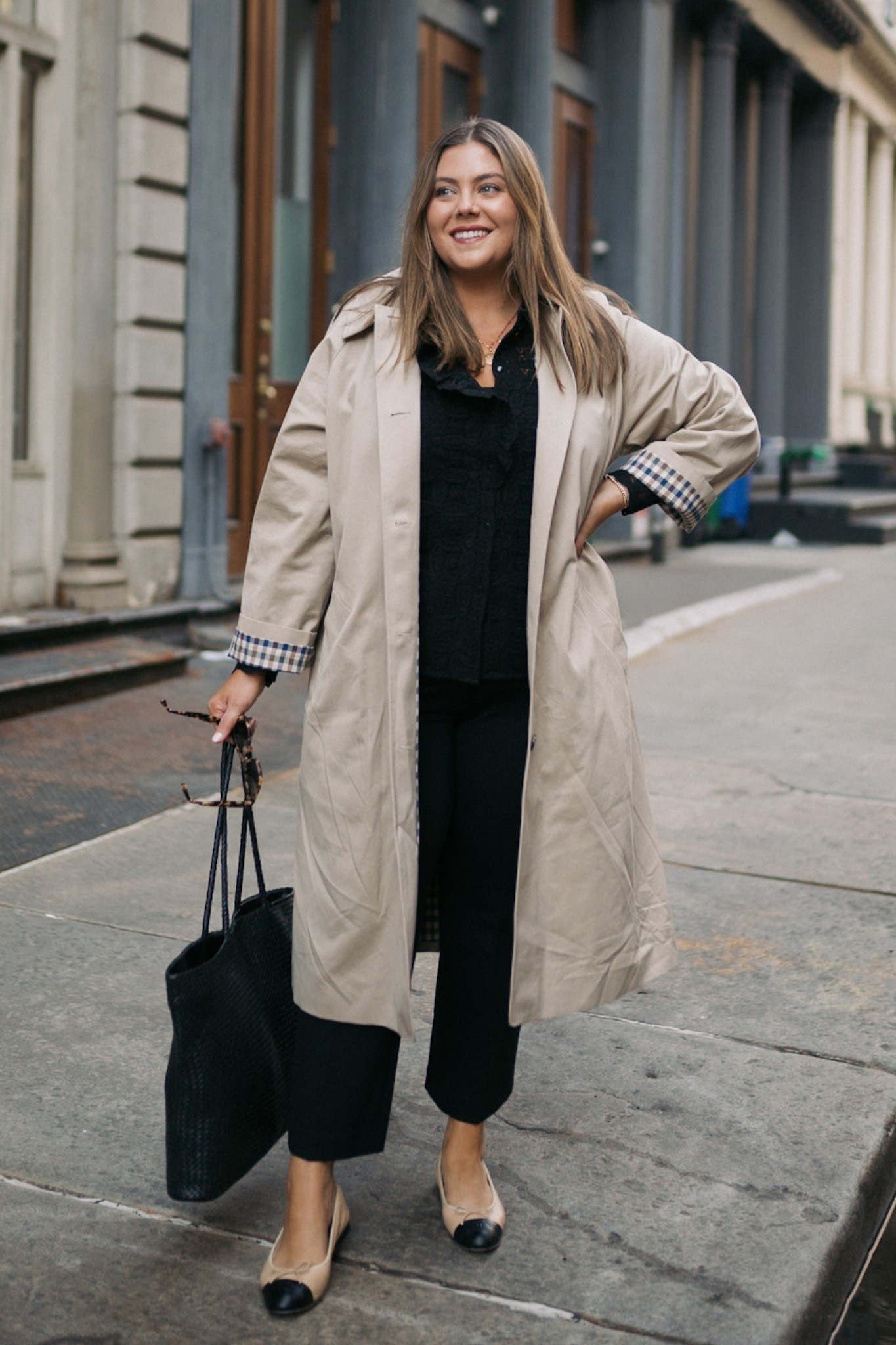 Wearing size 16 in trench, XL in button down, 1X in pants - use CARALYN15 on your first order at Spanx.

#LTKootd #LTKSeasonal #LTKPlusSize