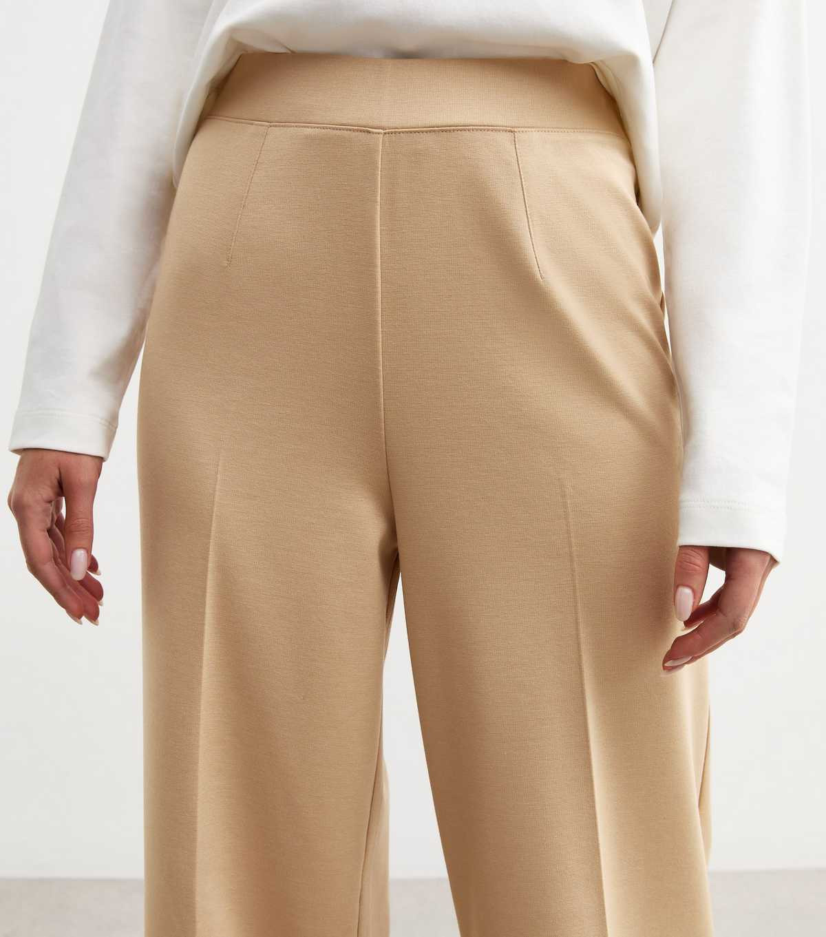 Camel Brown Wide Leg Jersey Trousers | New Look | New Look (UK)