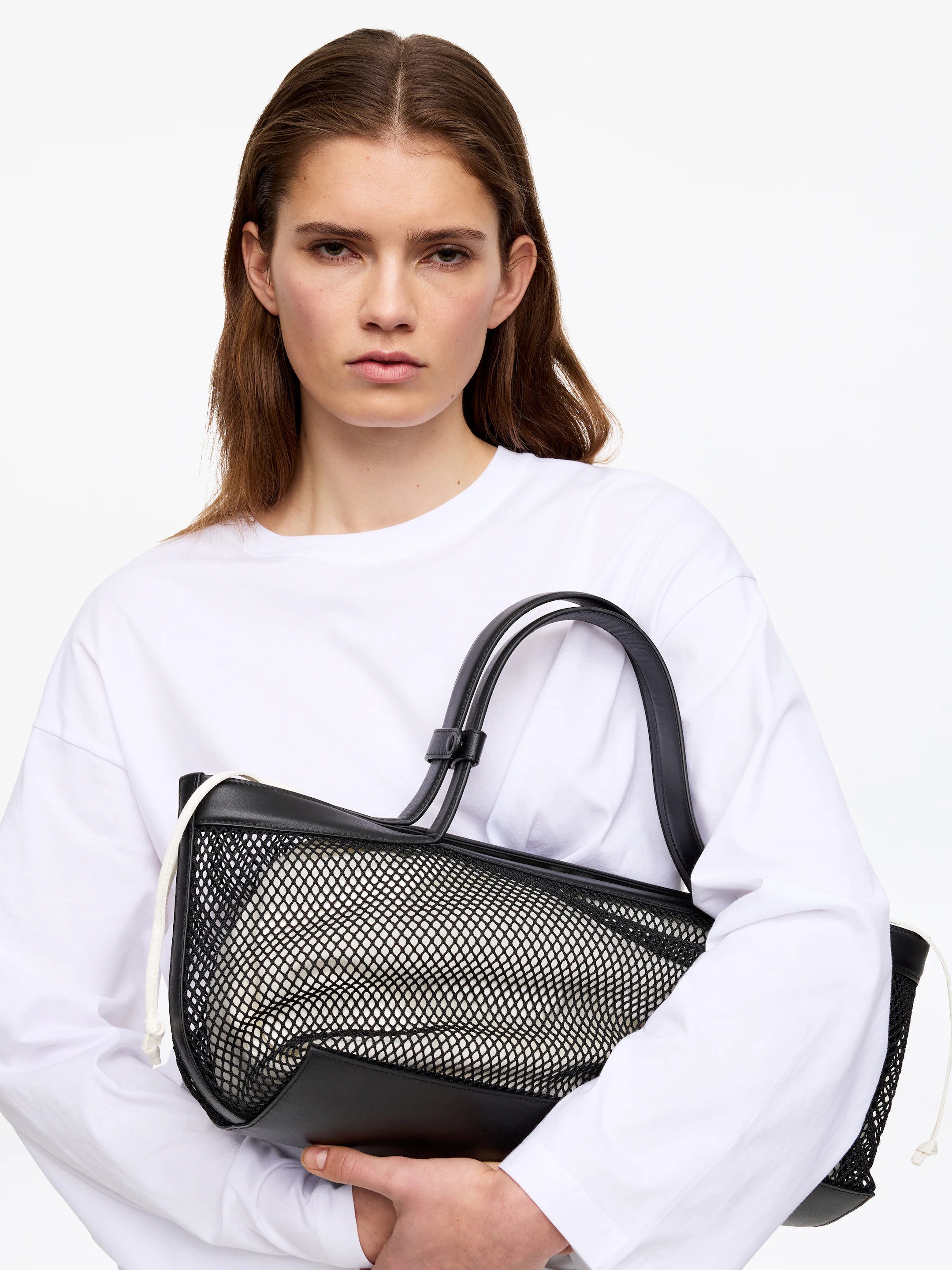Leather-Detail Mesh Tote Bag | Arket UK
