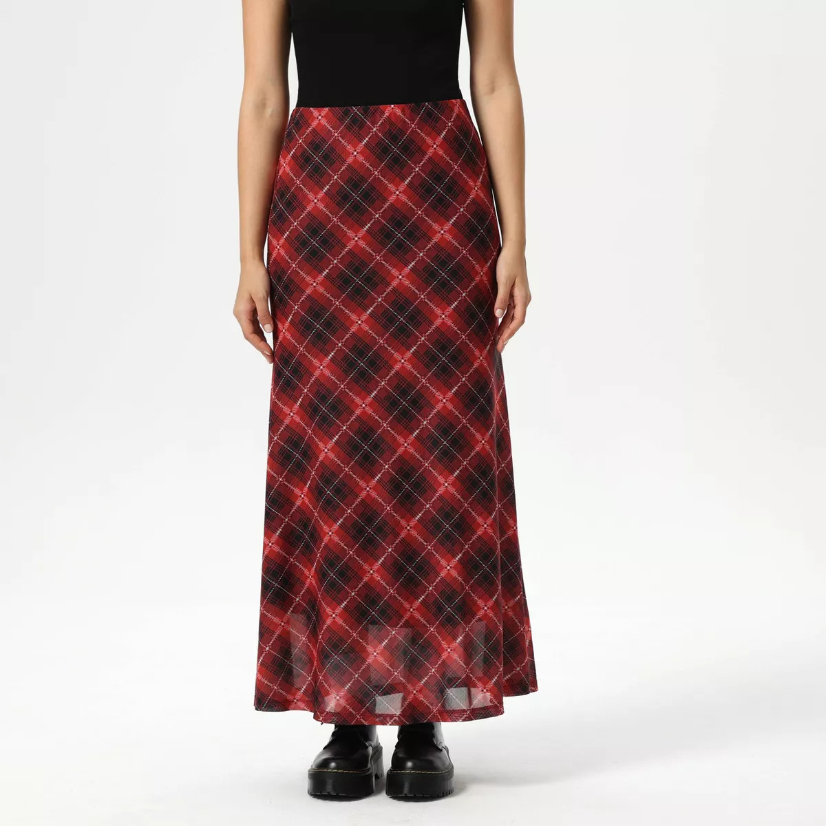 Women's Slight Fishtail Mesh Skirt - Wild Fable™ Red Plaid | Target