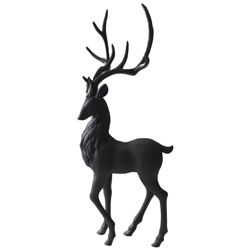 Modern Style Black Reindeer Ornaments Holiday Deer Decoration Statue Sculpture Standing - Walmart... | Walmart (US)