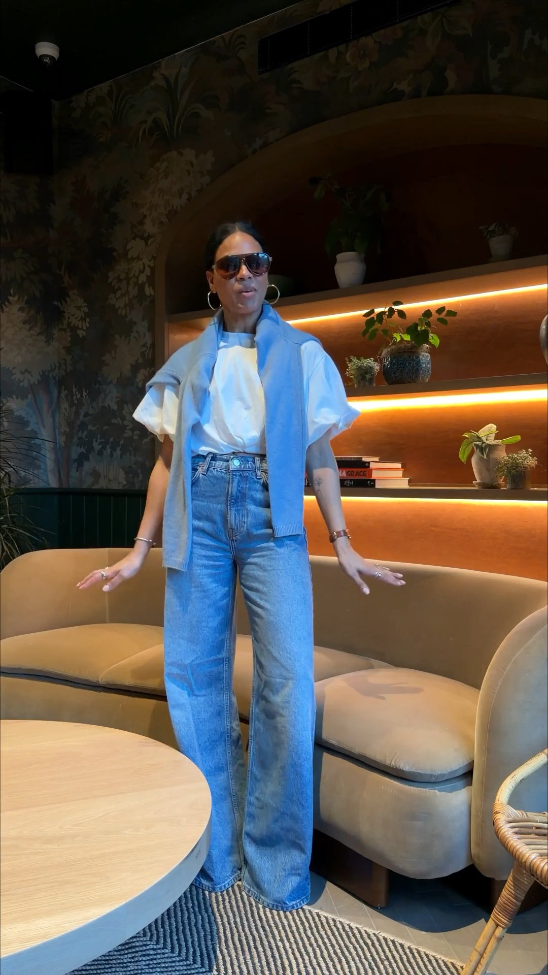 My @Anthropologie #AnthroPartner code is still live! I have not stopped wearing these jeans! They make your legs look super long, they’re really soft, very high waisted, really no waist gap. They’re tts, im wearing a 26! Paired them with this super cropped bubble shirt! 

#LTKSpringSale