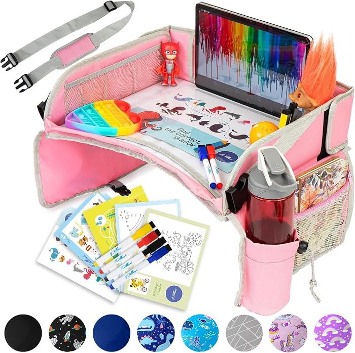 Kids Travel Tray for Car - Car Seat Tray for Kids Travel, Road Trip Essentials, Carseat Table for... | Amazon (US)