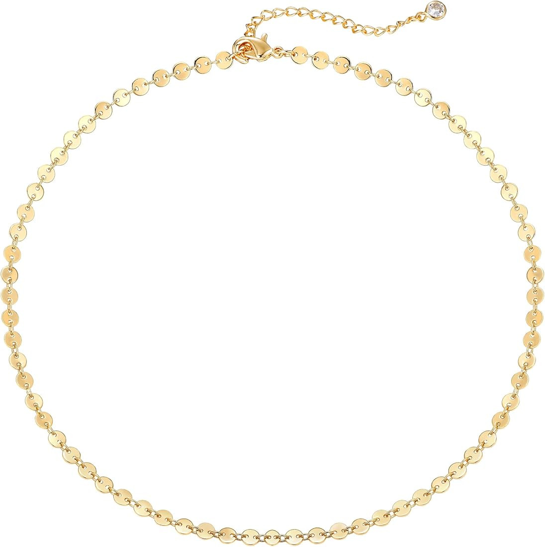 Dremmy Studios Dainty Gold Choker Necklace for Women 14K Gold Plated Coin Disc Figaro Layered Bea... | Amazon (US)