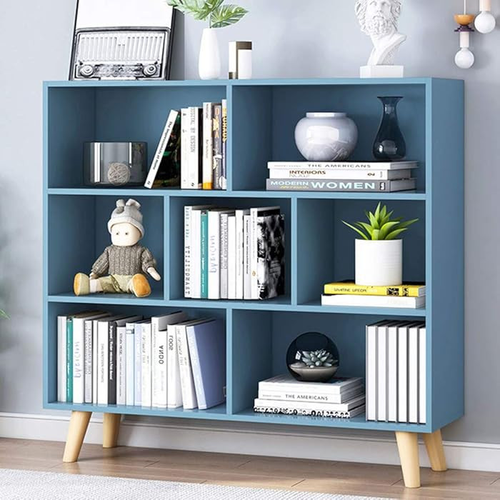 IOTXY Wooden Open Shelf Bookcase - 3-Tier Floor Standing Display Cabinet Rack with Legs, 7 Cubes ... | Amazon (US)