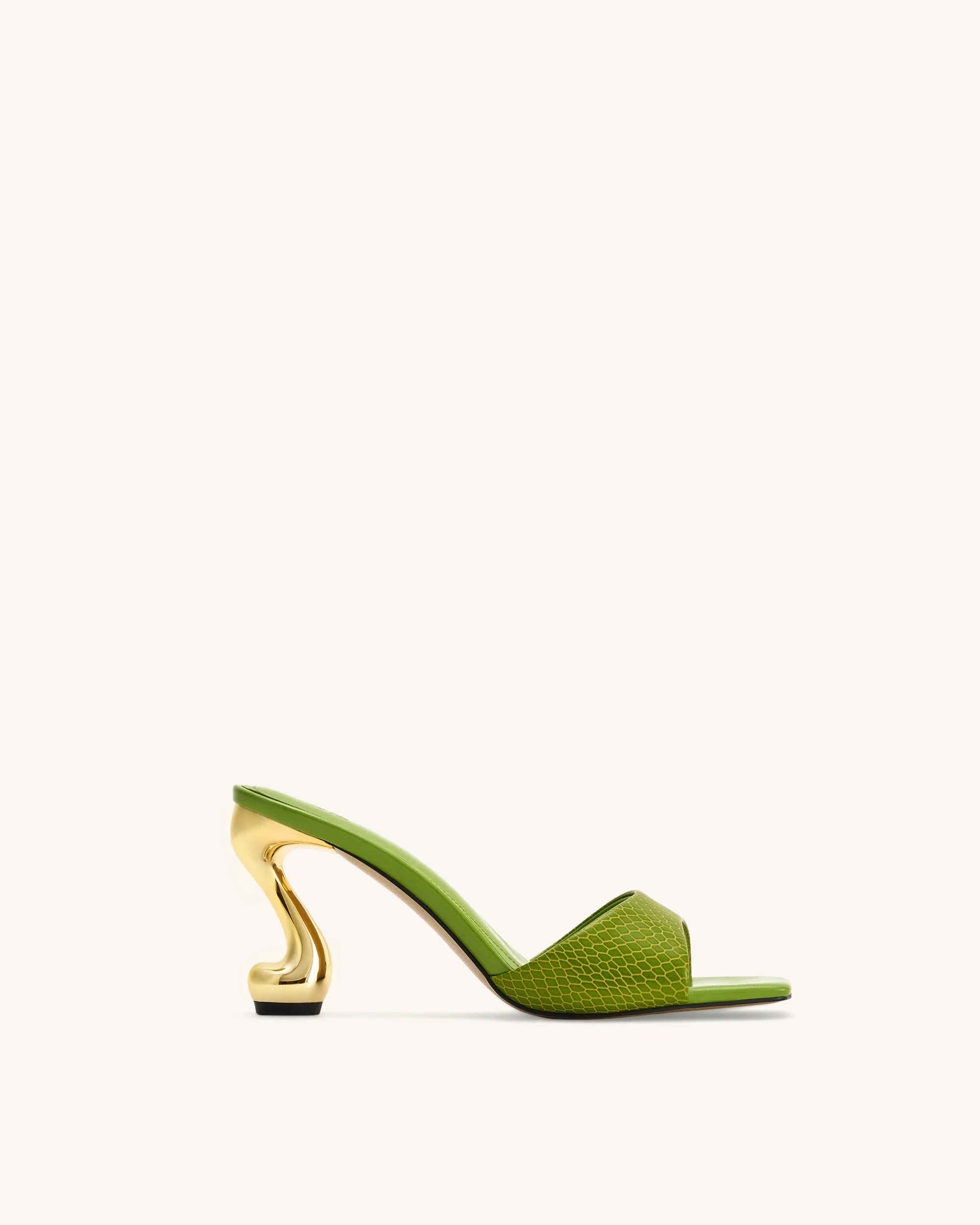 Hannah Snakeskin Heel Mules - Green | JW PEI US