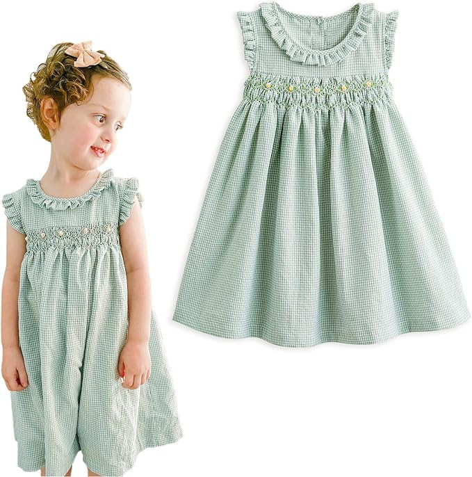 Simplee kids Baby Girl Smocked Dress Summer Casual Short Sleeve Dresses Floral Print Sundress Pri... | Amazon (US)