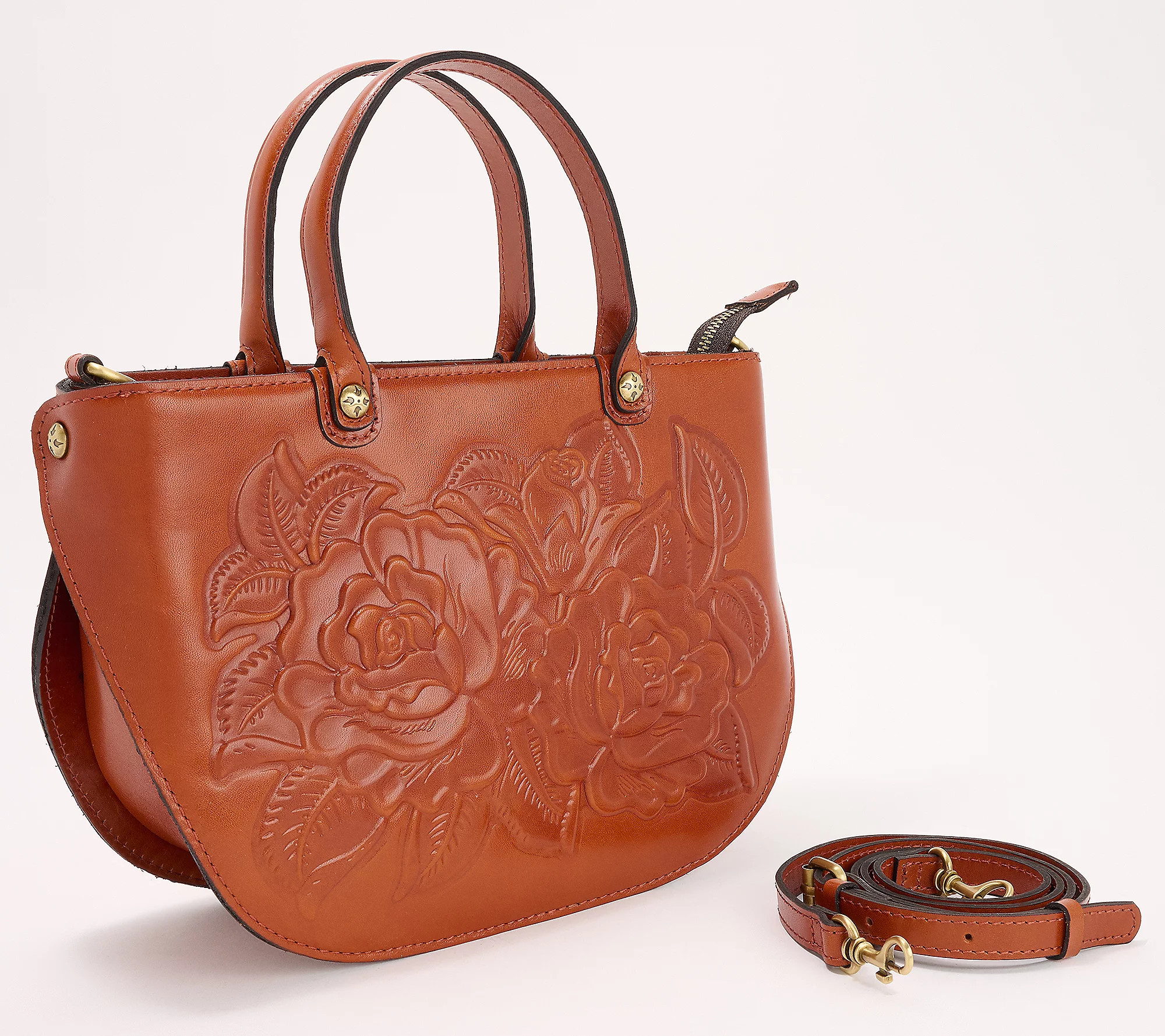 Patricia Nash Leather Fairford Satchel with Crossbody | QVC
