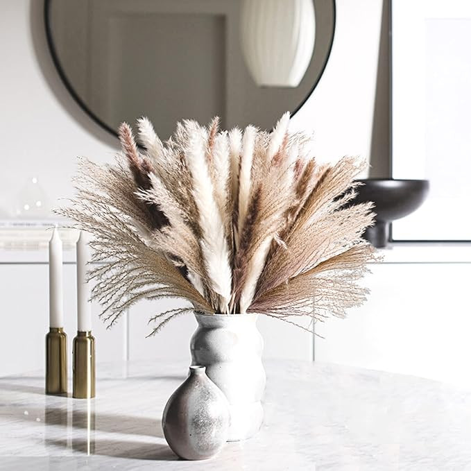 80PCS Pampas Grass for Home Decor, Pompas for Wedding Shower Decorations – Natural Dried Pampas... | Amazon (US)