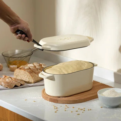 Kook Dutch Oven with Lid, Enameled Cast Iron, 3.4 Qt, Ivory | Wayfair North America