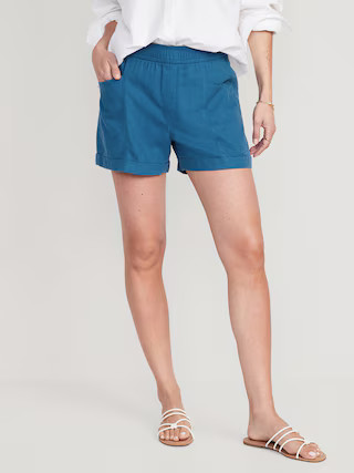 High-Waisted Linen-Blend Utility Shorts for Women -- 3.5-inch inseam | Old Navy (US)