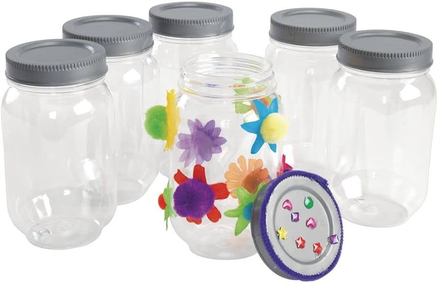 Colorations DYO Plastic Mason Jar - Set of 12 | Amazon (US)