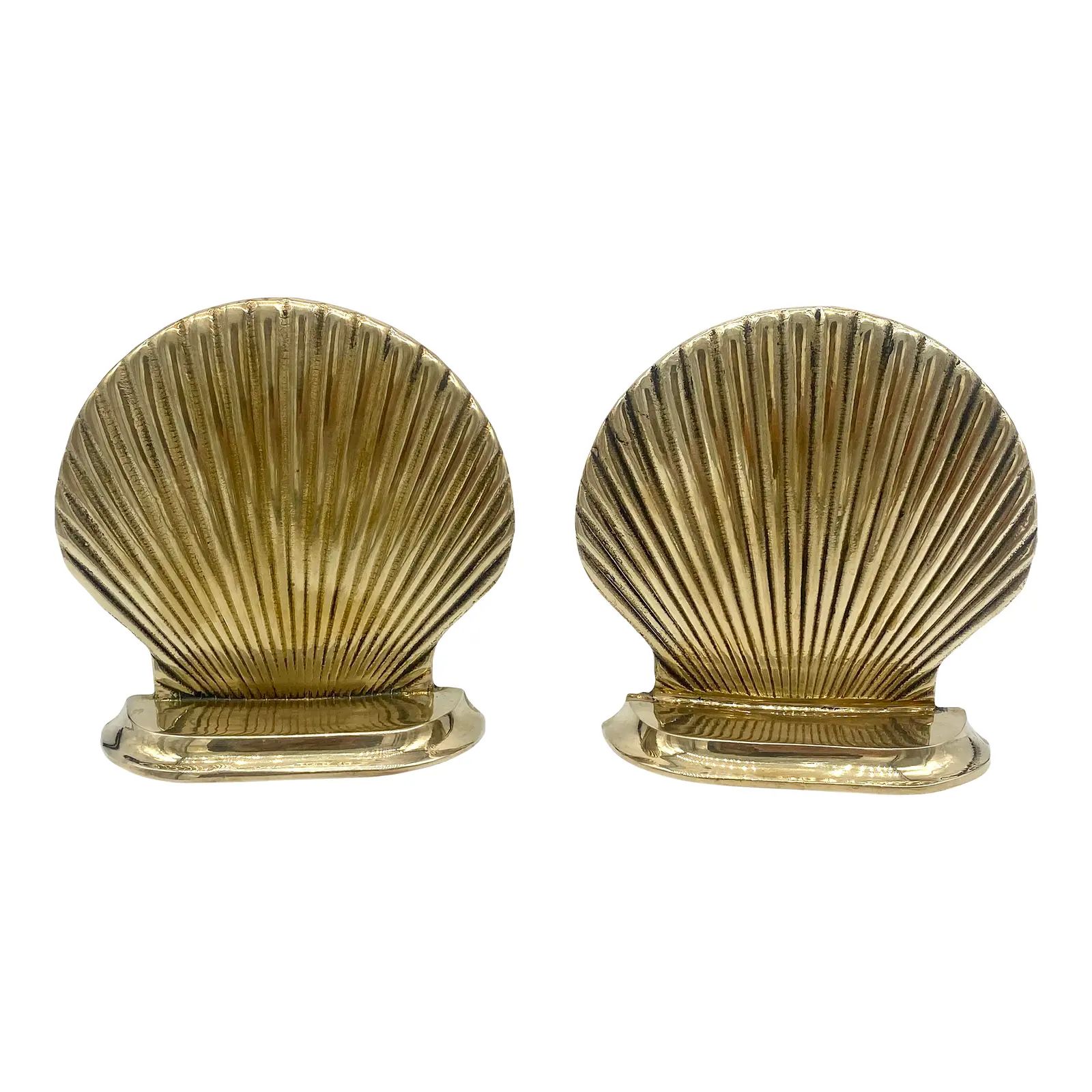 Brass Shell Bookends - a Pair | Chairish
