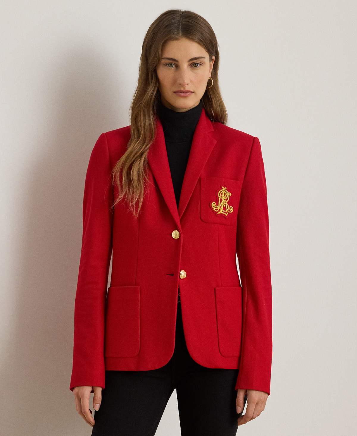 Lauren Ralph Lauren Petite Long Sleeve Blazer - Ralph Red | Macy's