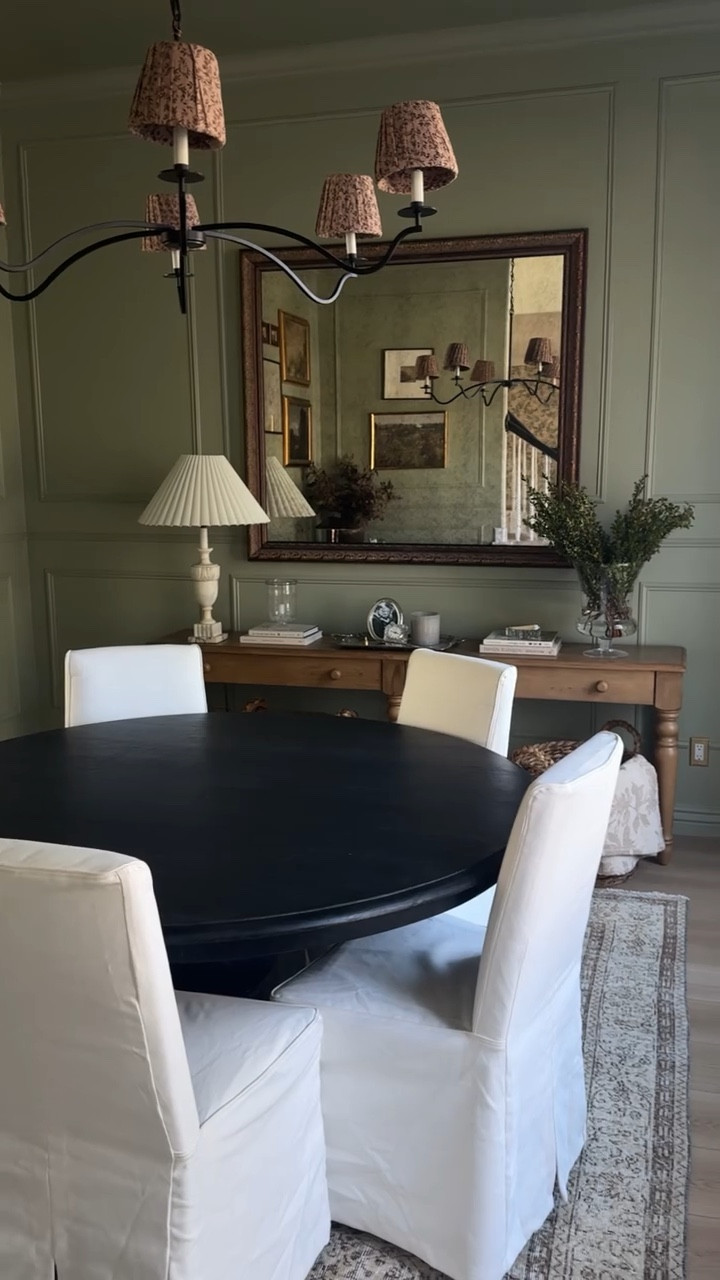 Proof that if at first you don’t succeed, you can start again! Our formal dining room was one of those rooms in my house where I could not get it right for several years and it went through a couple of phases before where we landed. Adding box molding and color drenching this room gave me the traditional moody dining room of my dreams! Follow along @ourmountainsidehome_1 for more diy, home renovations and styling!  DIY, box molding, formal dining room, moody traditional, colonial home, color drenching, farrow and ball, couples who diy, Ralph Lauren home aesthetic, collected home.  #formaldiningroom #boxmolding #diy #moodytraditionalhome #ralphlaurenhome