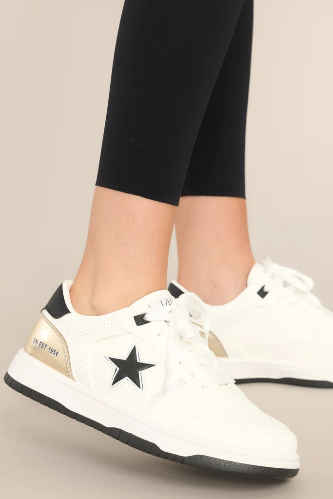 On Beat Black & Gold Sneakers | Red Dress 