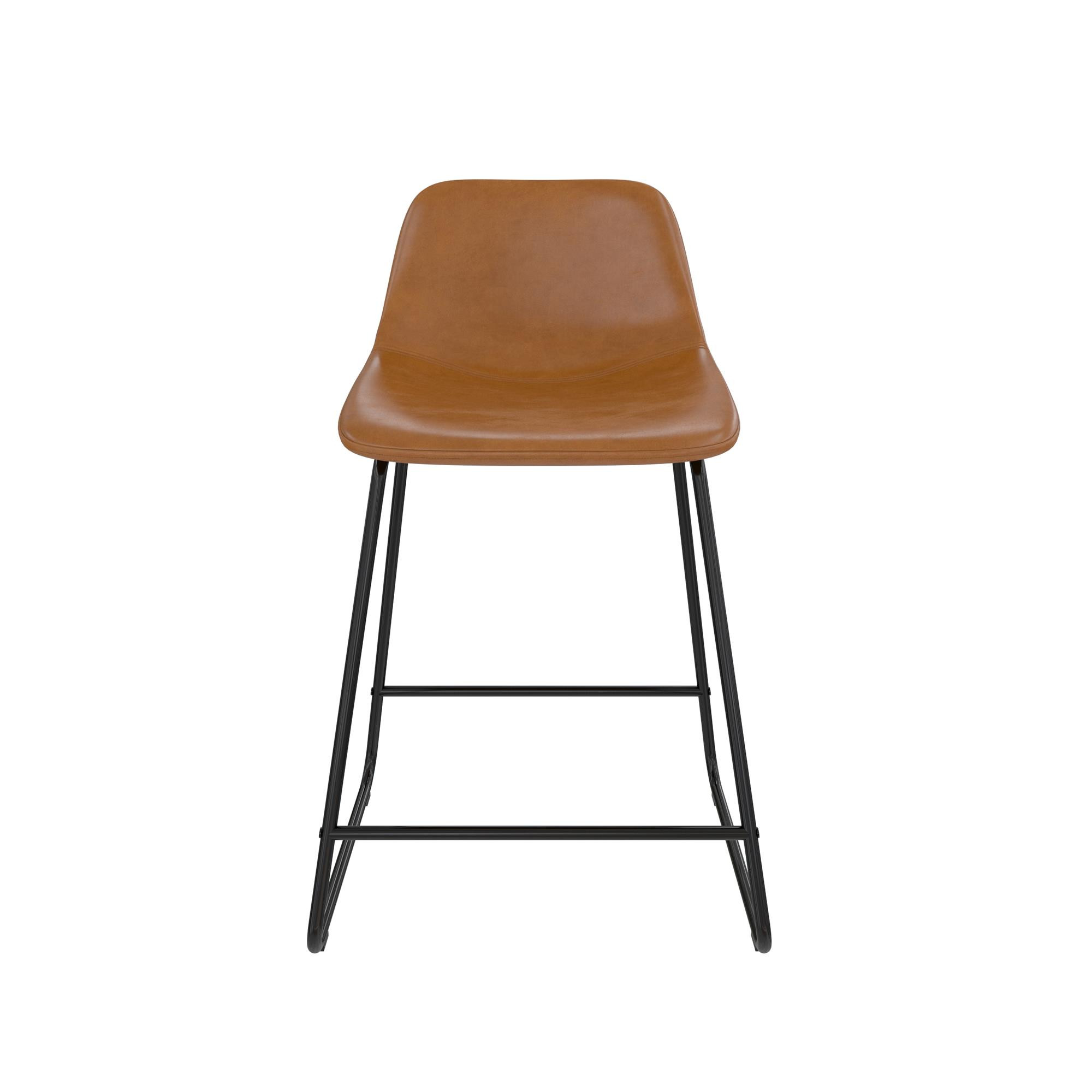 Better Homes & Gardens Farley Scoop Counter Height Stool, Camel Faux Leather | Walmart (US)