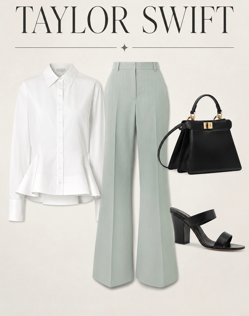 Taylor Swift just mastered the effortless quiet luxury outfit formula again. Crisp white shirting, soft tailored trousers, and sleek black accessories that feel timeless, polished, and expensive without trying too hard.