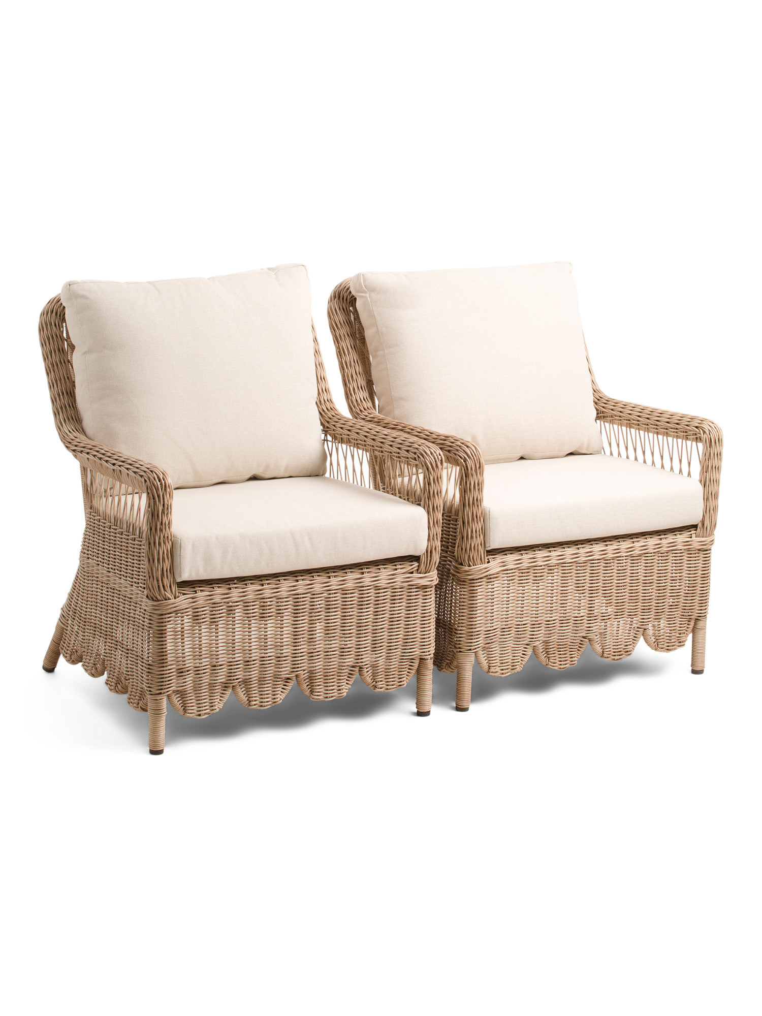 Set Of 2 Outdoor Wicker Scallop Accent Chairs | Global Home | Marshalls | Marshalls
