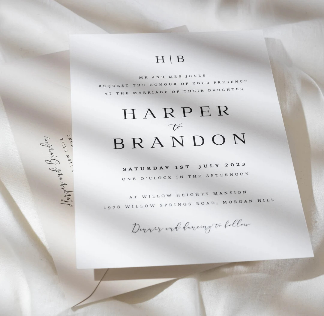 Simple Elegant White Wedding Invitation Set Stylish Wedding - Etsy | Etsy (US)