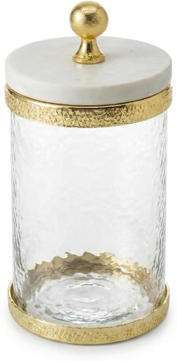 Godinger Glass Storage Canister with Marble Lid and Gold Band, 4x6, 4L | Amazon (US)