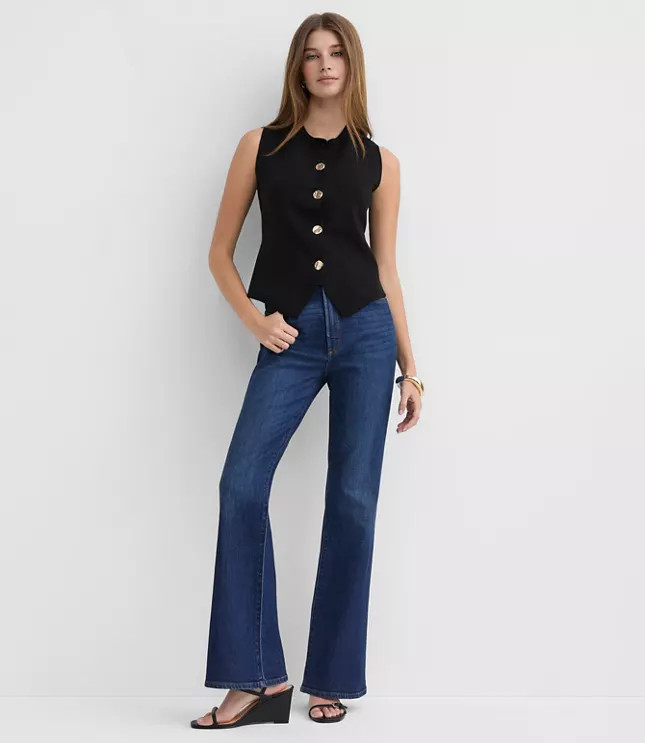 Hammered Metallic Button Sweater Vest | LOFT