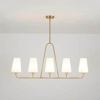 5-Light Dimmable Boho Linear Chandelier with Cone Fabric Shade | Wayfair North America