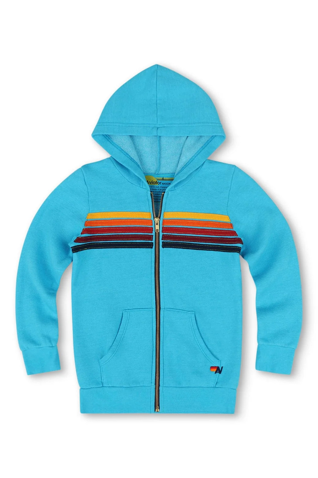 KID'S 5 STRIPE HOODIE - NEON BLUE | Aviator Nation