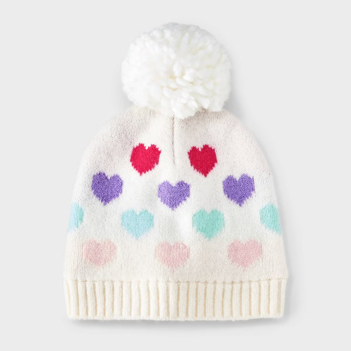 Girls' Heart Jacquard Beanie Hat - Cat & Jack™ White | Target