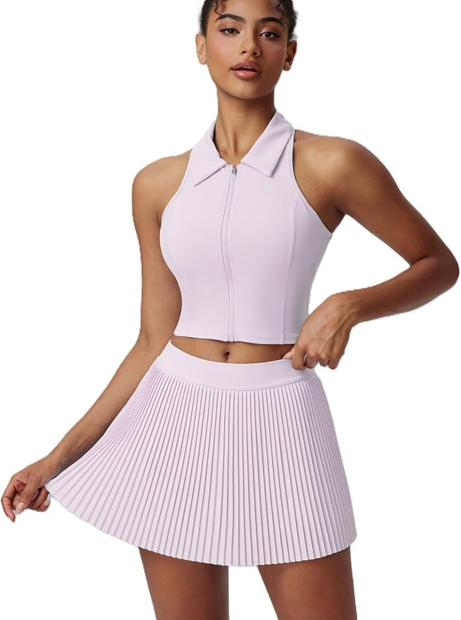 AFZ Women Pleated Tennis Skirt Set Two Piece Racerback Golf Outfits Pickleball Dresses with Short... | Amazon (US)