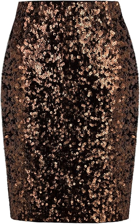 Vijiv Women's Sequin Skirt Midi High Waist Elegant Stretchy Sparkle Side Slit Pencil Skirt Party ... | Amazon (US)