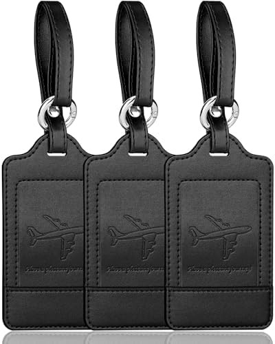 Teskyer Luggage Tags, 3 Pack PU Leather Luggage Tags for Suitcases, Privacy Protection Bag Tags T... | Amazon (US)