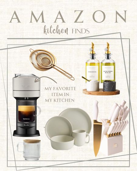 Amazon Kitchen Must Haves! 
I love my Nespresso so much! It’s like having Starbucks at home! I love to drink my coffee with frothed milk!
Amazon kitchen. Knife set, neutral kitchen finds, fluted mug, fluted glasses, gold strainer, oil and vinegar dispensers.
Shop your favorites below!

#LTKhome #LTKFind